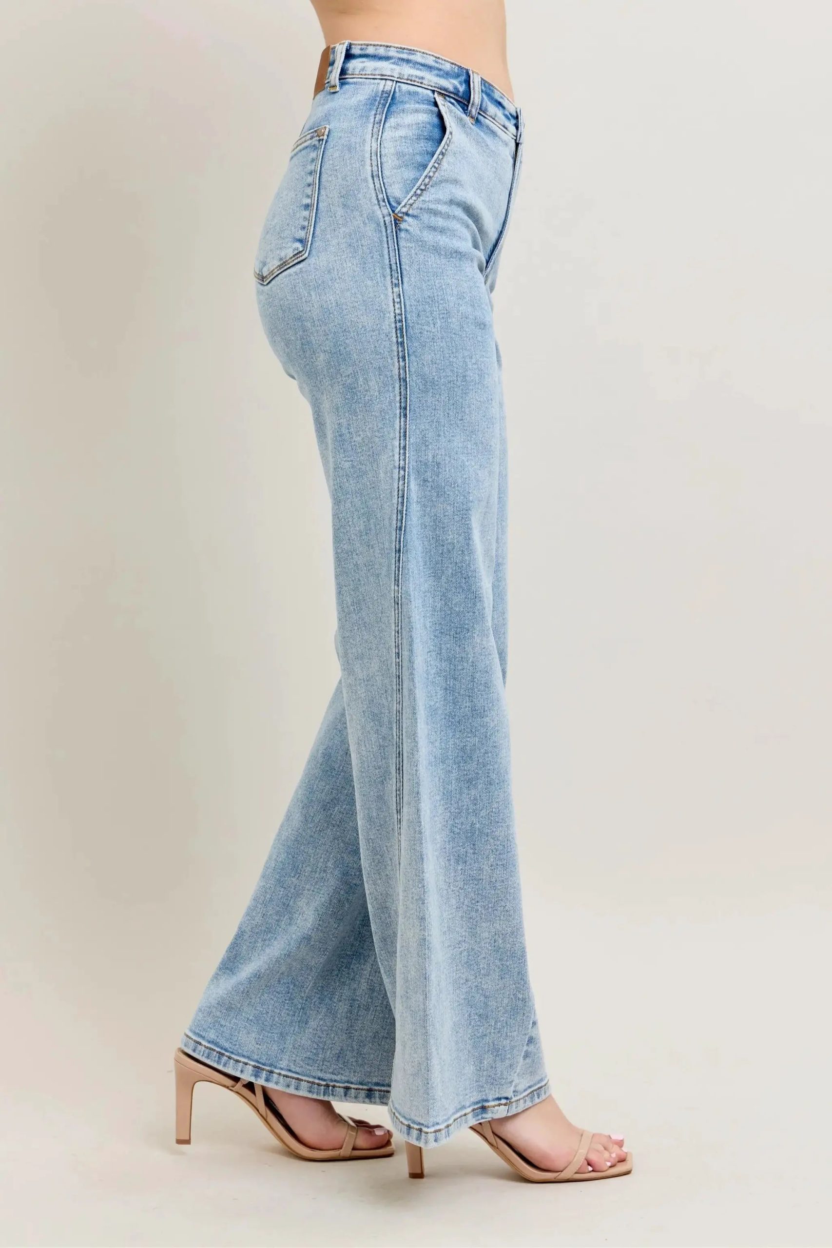 Judy Blue Full Size High Waist Wide Leg Jeans with Skewed Inseam Plus Size - Image 7