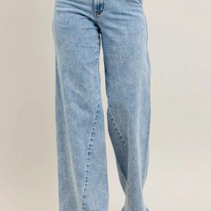 Judy Blue Full Size High Waist Wide Leg Jeans with Skewed Inseam Plus Size - Image 1