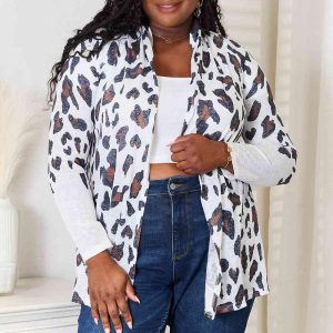 Double Take Leopard Long Sleeve Cardigan - Image 1