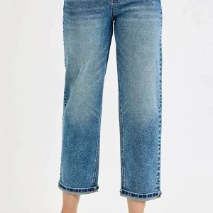 RISEN Full Size High Rise Crop Boyfriend Jeans Plus Size - Image 1