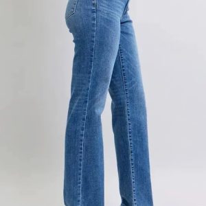 Judy Blue Full Size High Waist V-Front Vintage Wash Straight Jeans Plus Size - Image 3