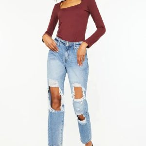 Kancan High Rise Distressed Boyfriend Jeans - Image 2