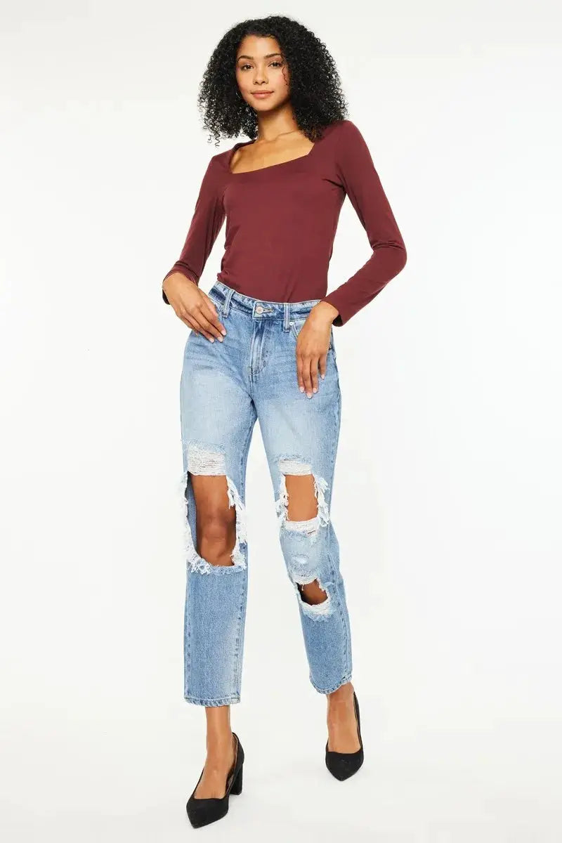 Kancan High Rise Distressed Boyfriend Jeans - Image 2