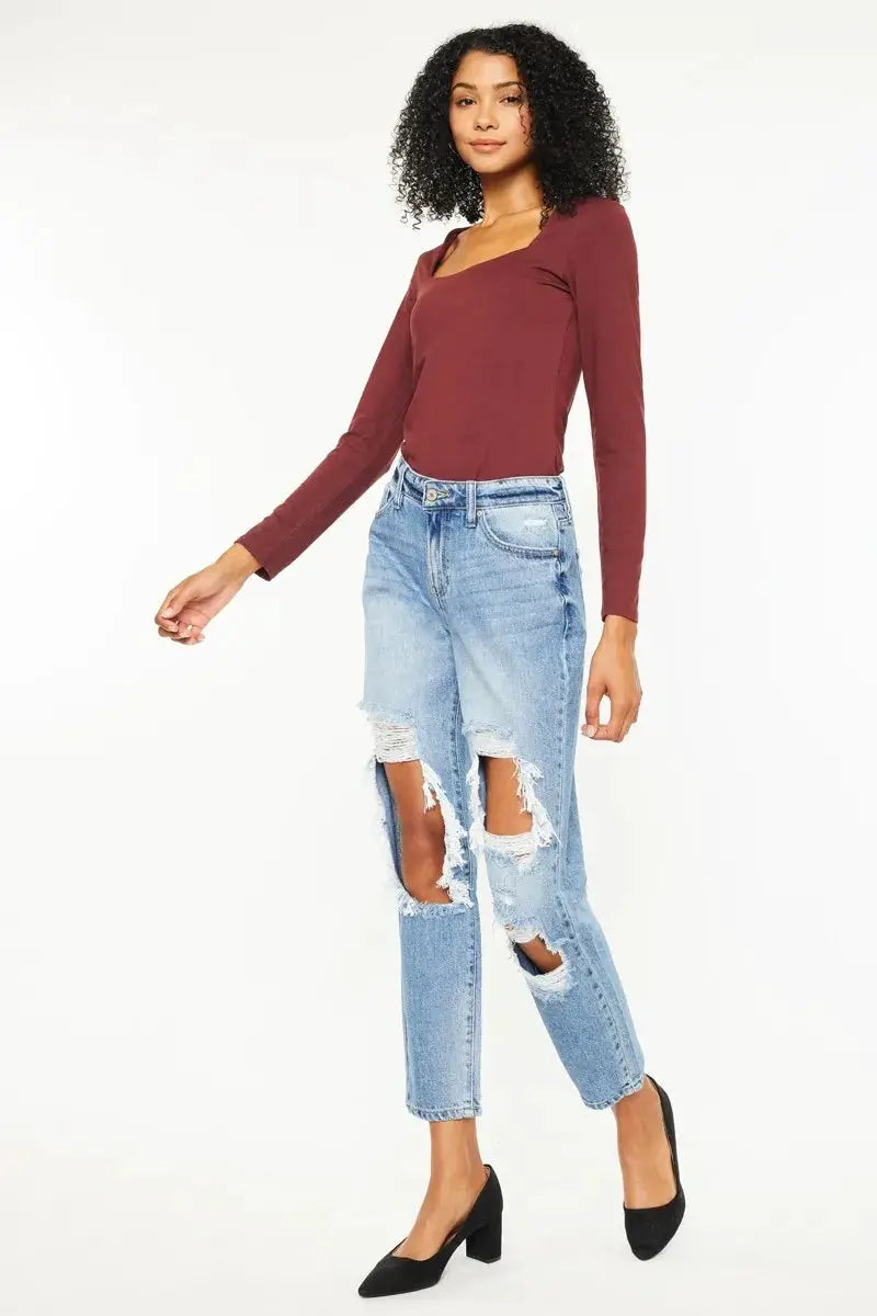 Kancan High Rise Distressed Boyfriend Jeans - Image 5