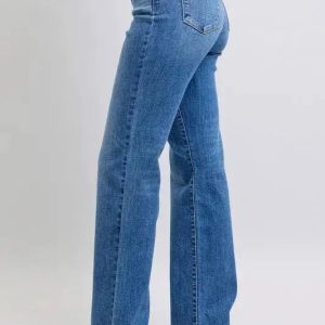 Judy Blue Full Size High Waist V-Front Vintage Wash Straight Jeans Plus Size - Image 7
