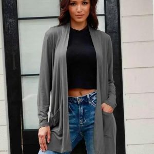 Basic Bae Full Size Open Front Long Sleeve Cardigan with Pockets - Image 1