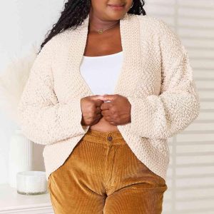 Double Take Open Front Long Sleeve Cardigan - Image 1