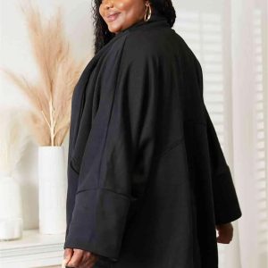 HEYSON Full Size Open Front Cardigan with Scarf Design - Image 16