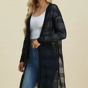 Double Take Full Size Open Front Longline Cardigan - Image 34