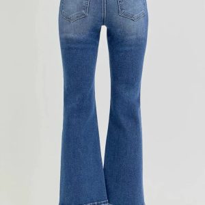RISEN Full Size Distressed High Rise Crop Flare Jeans - Image 2
