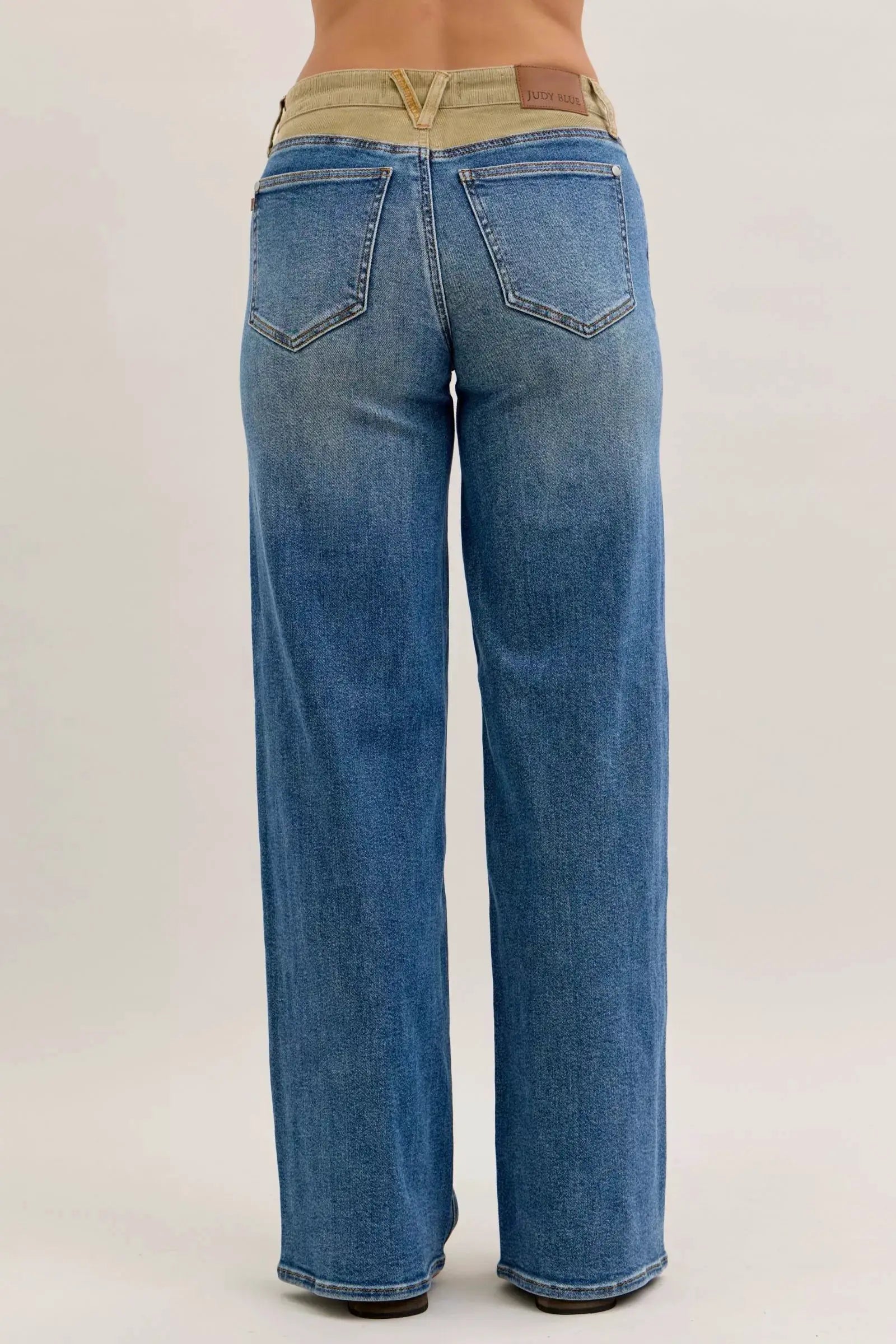 Judy Blue MR Column Straight Jeans with Corduroy Waist - Image 4