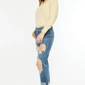 Kancan Distressed Mid Rise True Boyfriend Jeans - Image 7