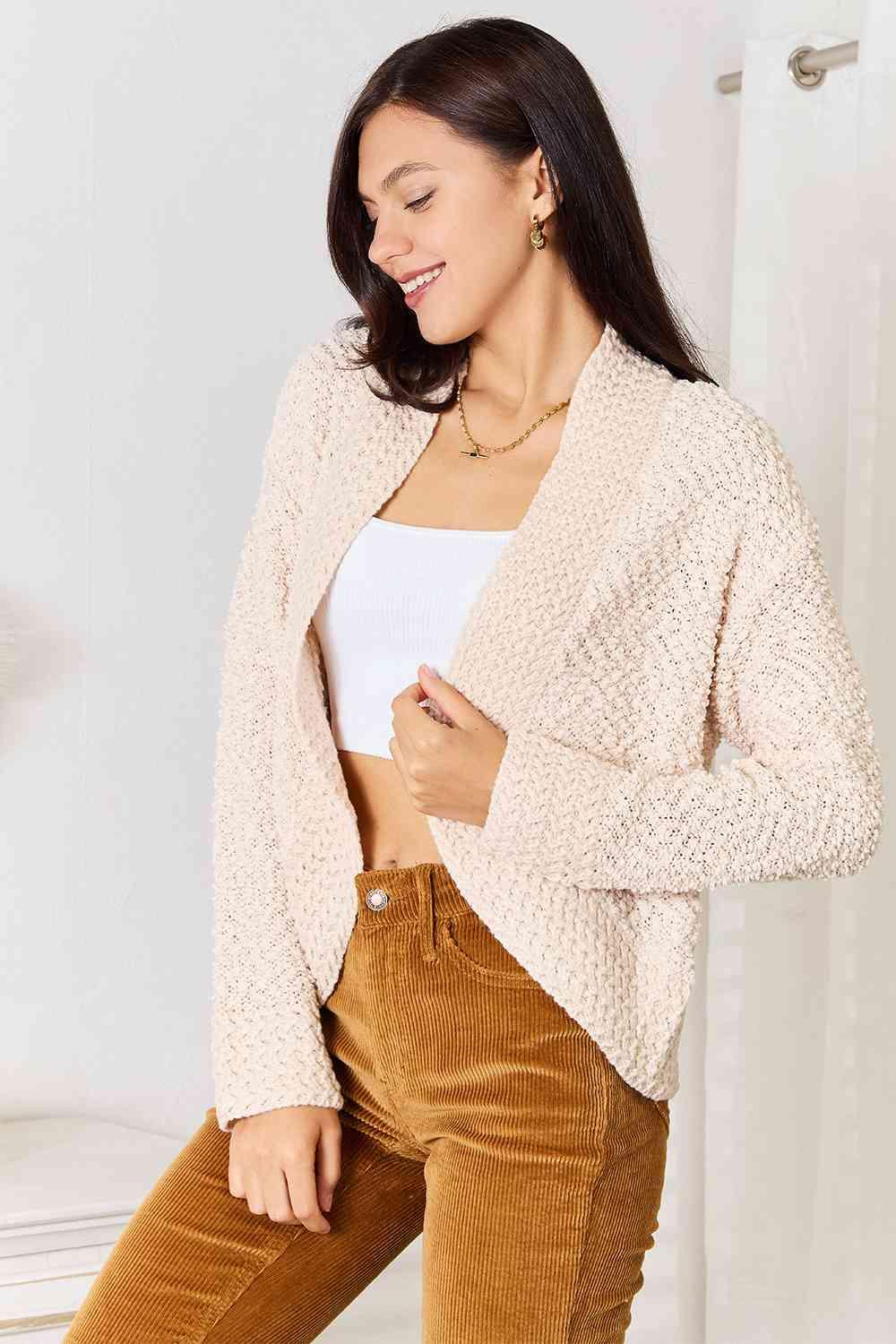 Double Take Open Front Long Sleeve Cardigan - Image 7