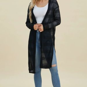Double Take Full Size Open Front Longline Cardigan - Image 31