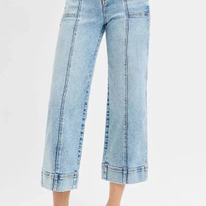 RISEN Full Size High Rise Crop Wide Front Seam Detailed Jeans Plus Size - Image 3