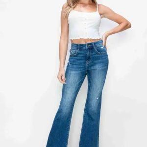 bytos Full Size High Rise Bootcut Jeans with Pockets - Image 3