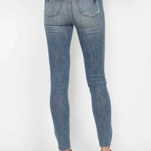 Judy Blue Full Size Tummy Control Vintage Wash Hem Destroy Skinny Jeans - Image 2