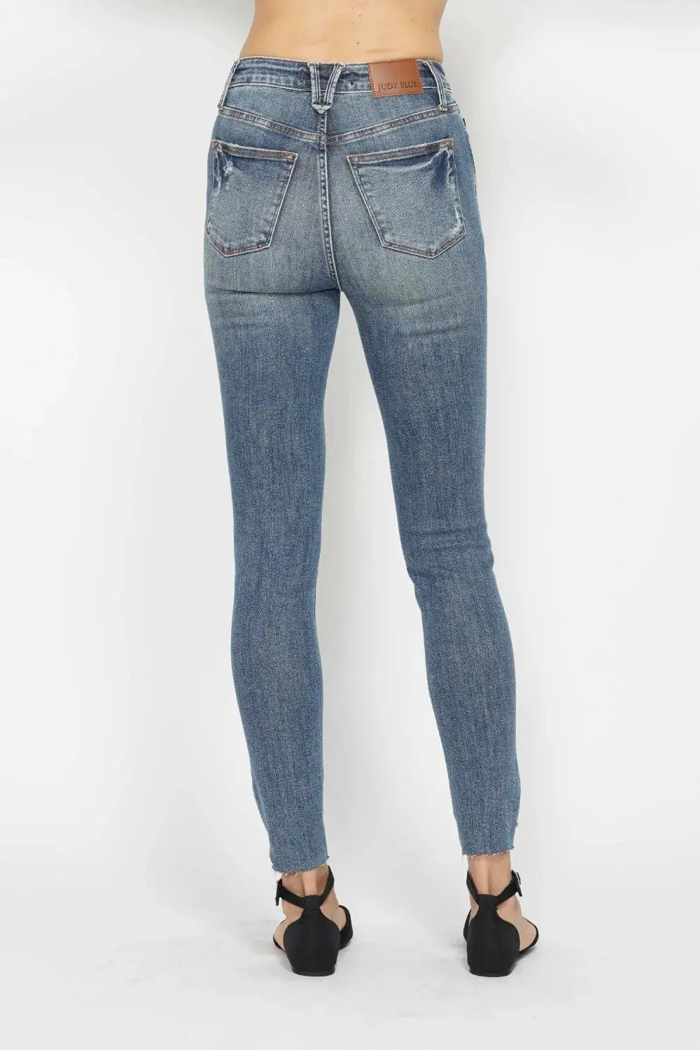 Judy Blue Full Size Tummy Control Vintage Wash Hem Destroy Skinny Jeans - Image 2