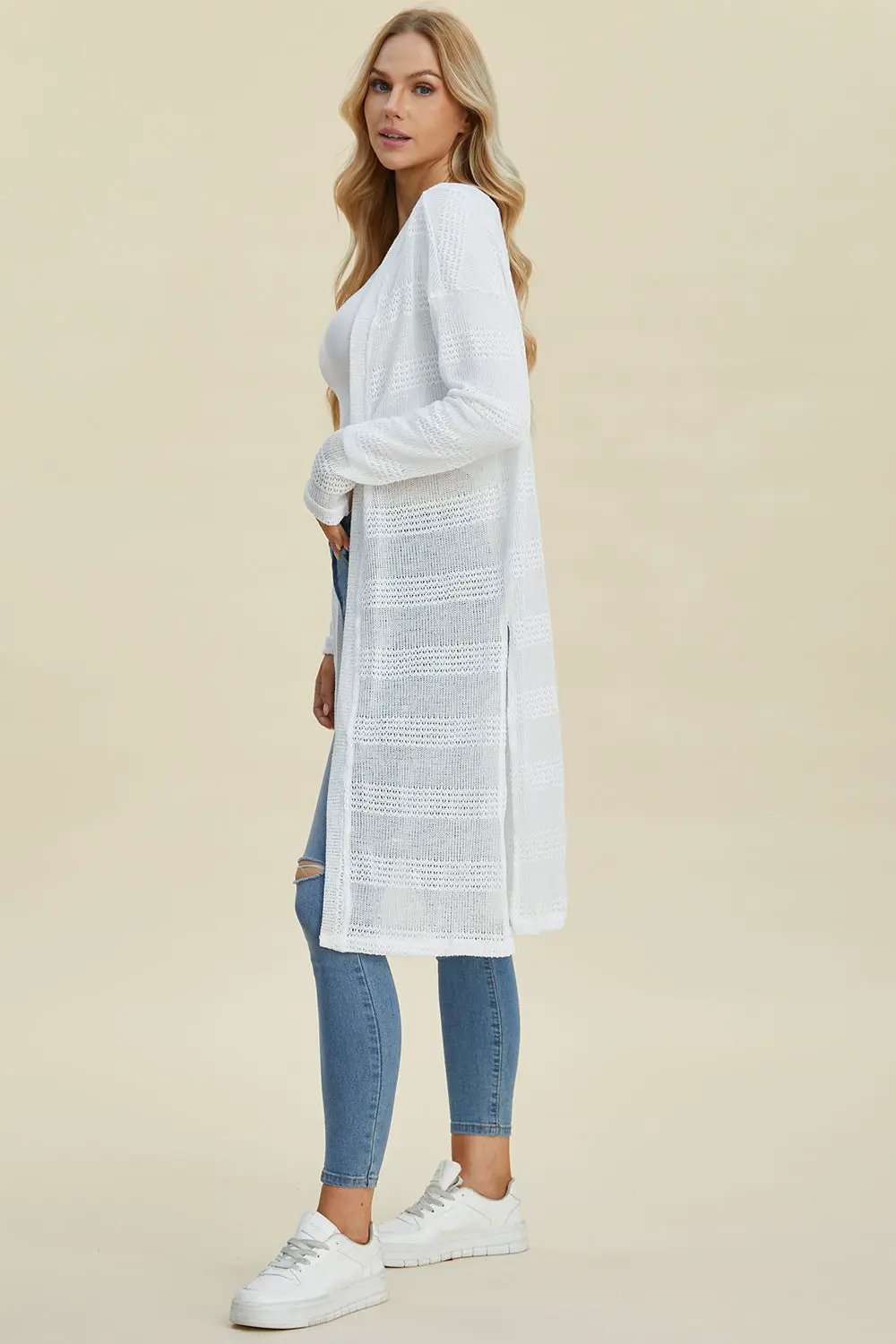 Double Take Full Size Open Front Longline Cardigan - Image 27