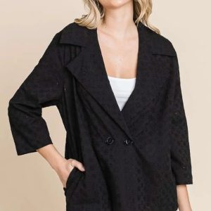 Culture Code Double Breasted Eyelet Jacket with Pockets - Image 4
