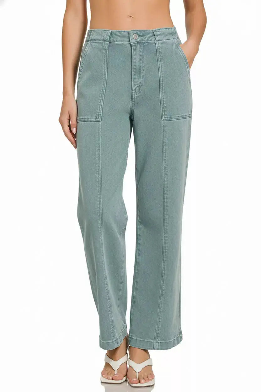 Zenana Straight Leg Utility Pocket Jeans - Image 3