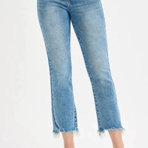RISEN Full Size High Rise Crop Straight Slim Jeans Plus Size - Image 3