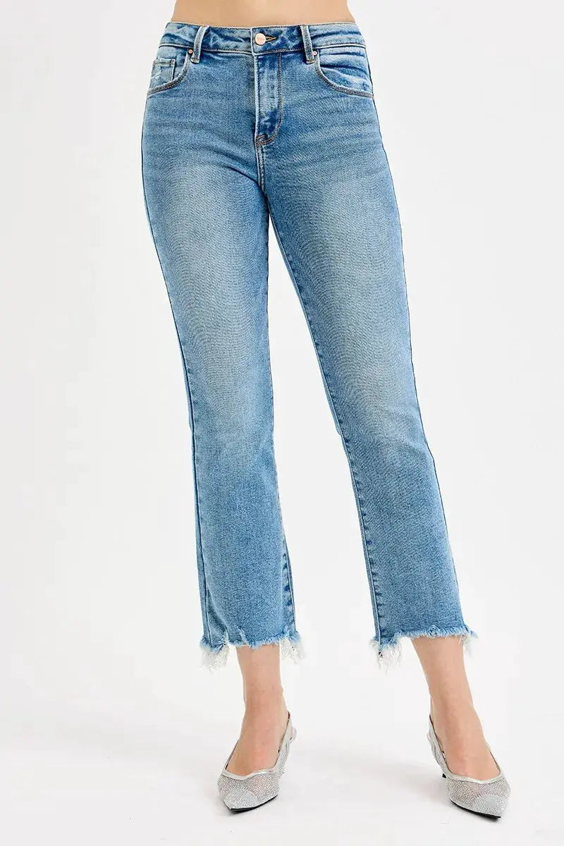 RISEN Full Size High Rise Crop Straight Slim Jeans Plus Size - Image 3