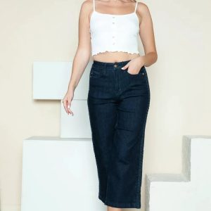Judy Blue Full Size Side Seam Braid Detail Crop Wide Leg Jeans - Image 12