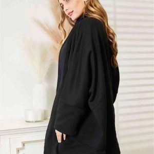 HEYSON Full Size Open Front Cardigan with Scarf Design - Image 2