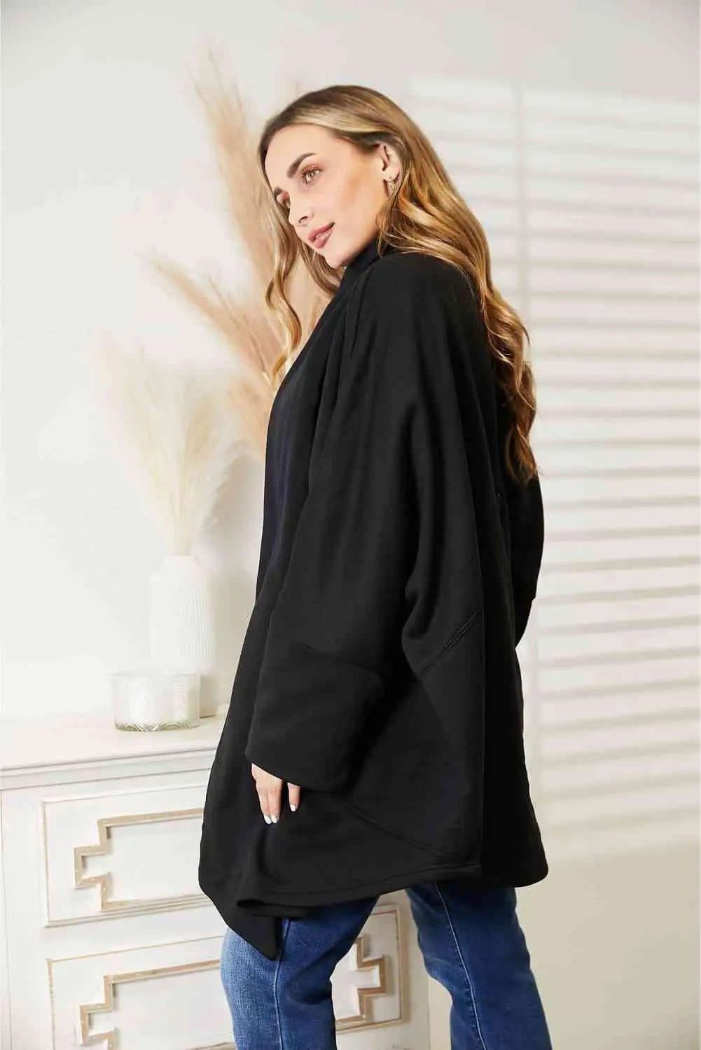 HEYSON Full Size Open Front Cardigan with Scarf Design - Image 2