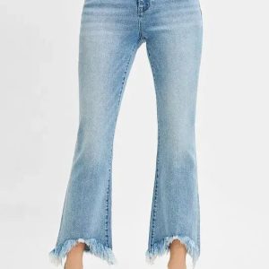 RISEN Full Size High Rise Crop Bootcut Fray Hem Jeans Plus Size - Image 1