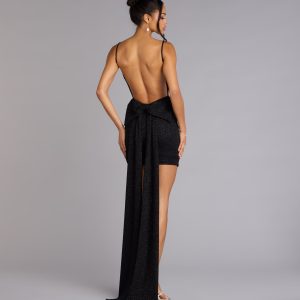 Toni Glitter Open Back Bow Mini Dress - Image 6