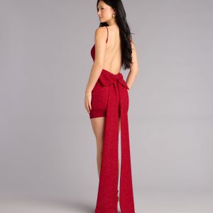 Toni Glitter Open Back Bow Mini Dress - Image 19