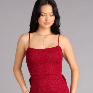 Toni Glitter Open Back Bow Mini Dress - Image 21