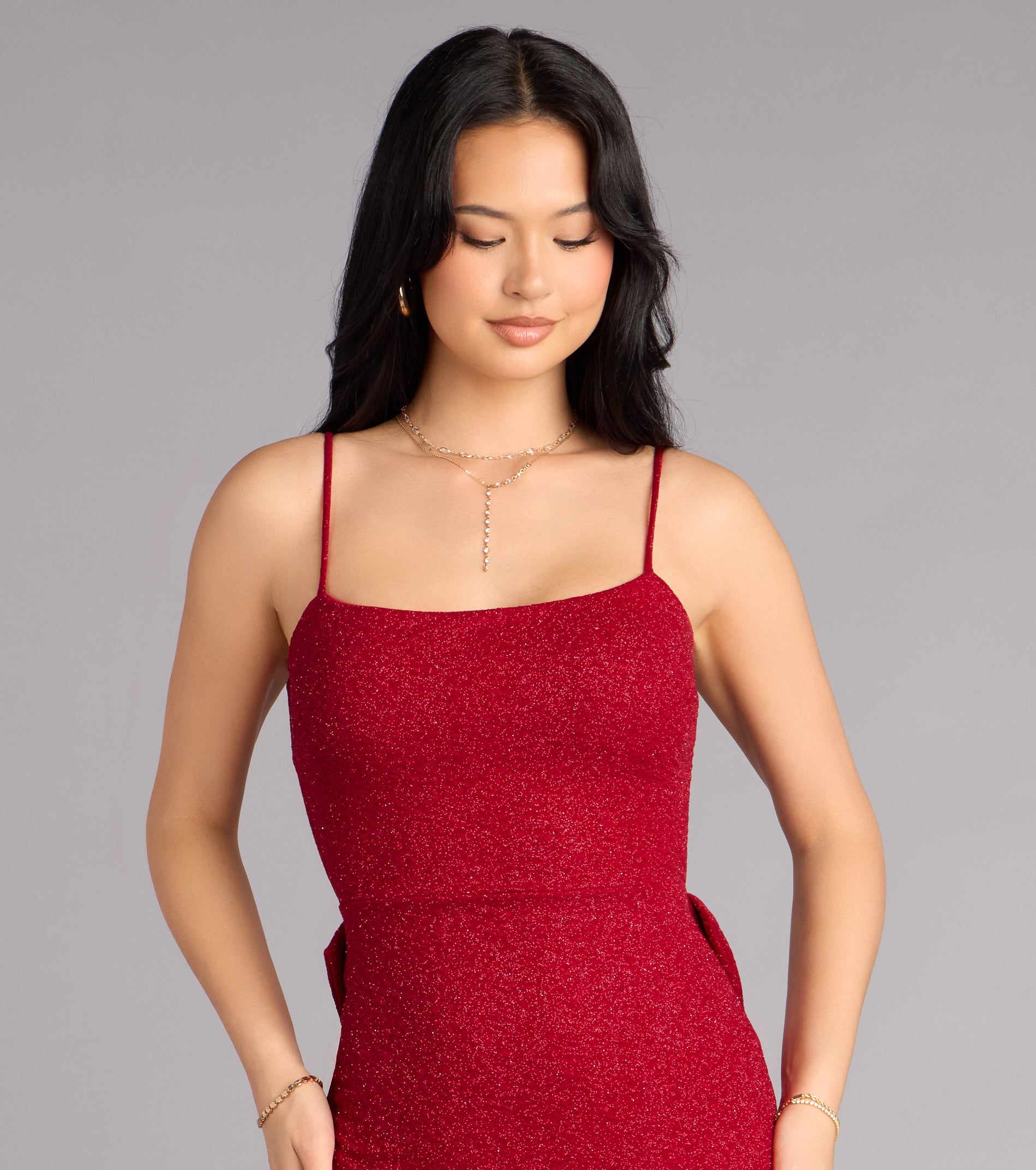 Toni Glitter Open Back Bow Mini Dress - Image 21