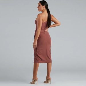 Marissa One-Shoulder Asymmetric Midi Dress - Image 11