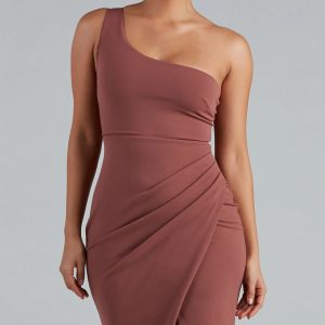 Marissa One-Shoulder Asymmetric Midi Dress - Image 13