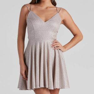 Rashida Lattice Back Glitter Dress - Image 16