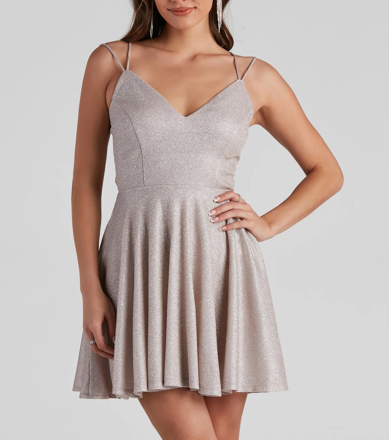 Rashida Lattice Back Glitter Dress - Image 16
