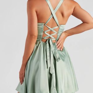 Sabrina Satin Lace-Up Party Dress - Image 4