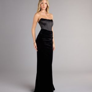 Zoya Satin Corset Velvet Mermaid Dress - Image 5