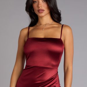 Mayra Formal Satin Slit Long Dress - Image 59