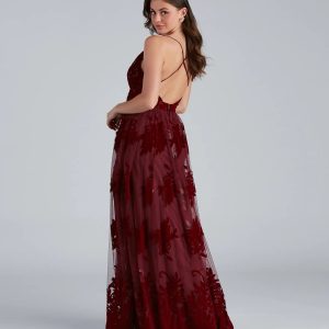 Morgan Formal Flocked Velvet Dress - Image 2