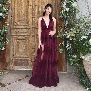 Morgan Formal Flocked Velvet Dress - Image 7