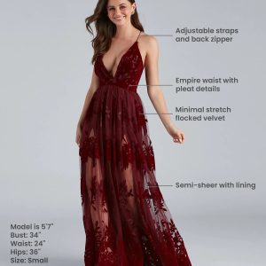 Morgan Formal Flocked Velvet Dress - Image 9