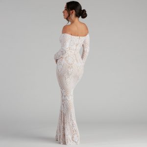 Sierra Sequin Off The Shoulder Formal Dress - Image 2