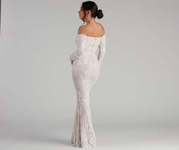 Sierra Sequin Off The Shoulder Formal Dress