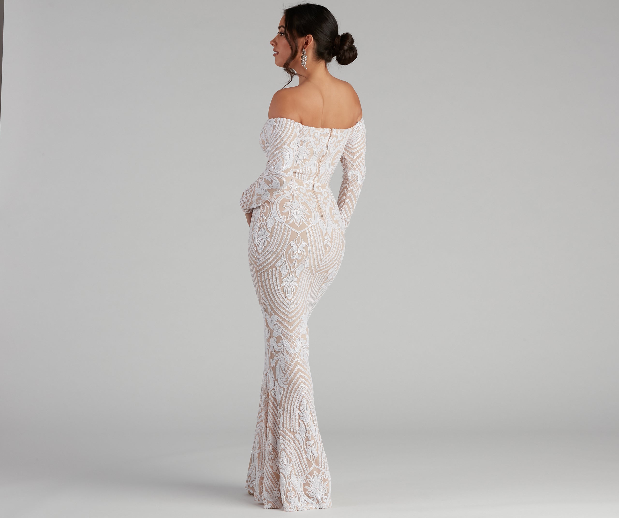 Sierra Sequin Off The Shoulder Formal Dress - Image 2
