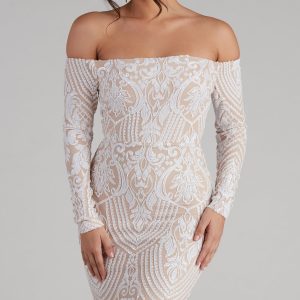 Sierra Sequin Off The Shoulder Formal Dress - Image 3
