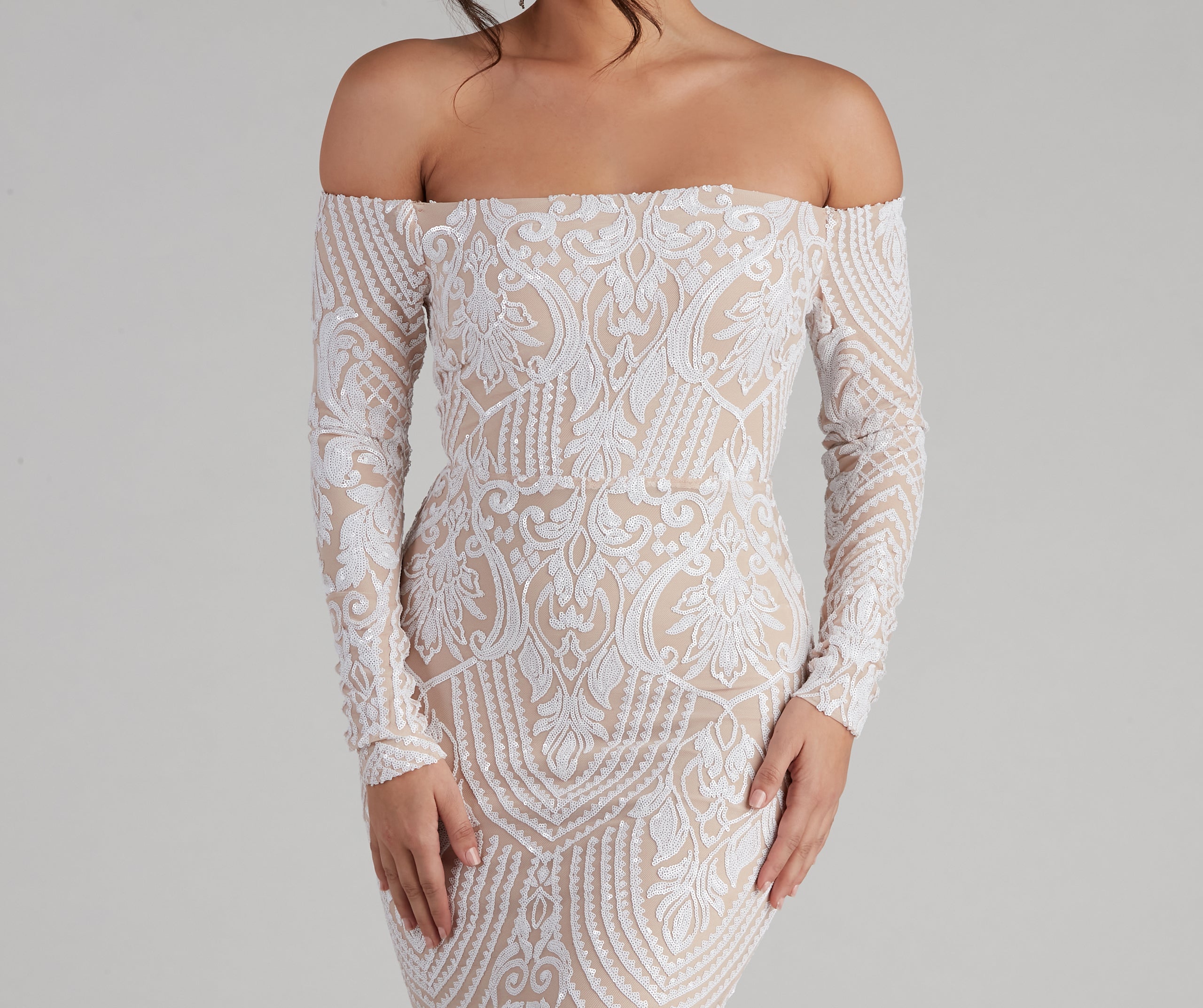 Sierra Sequin Off The Shoulder Formal Dress - Image 3